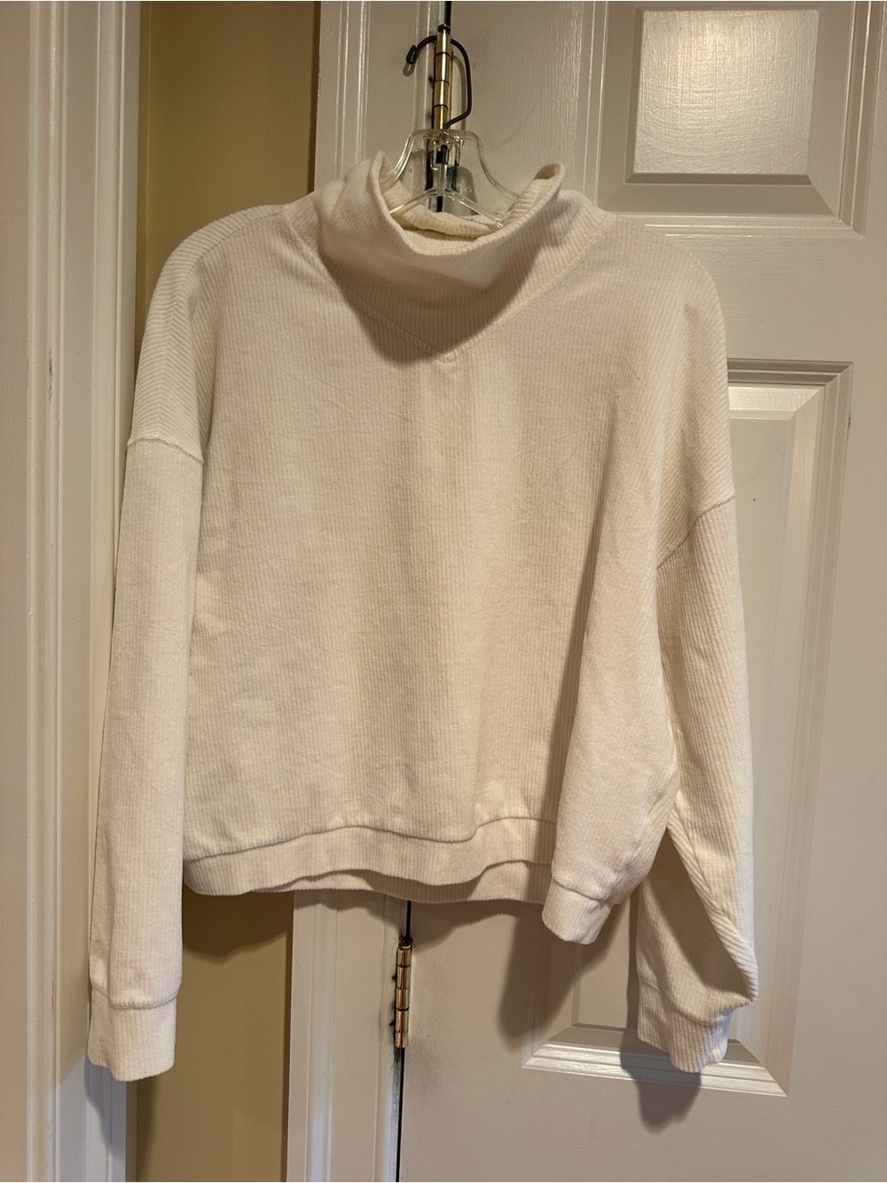Madewell Ivory Ribbed Cowl Neck Pullover Sweater Size L